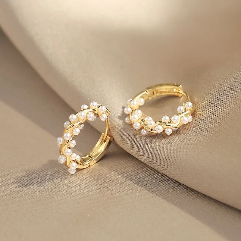 Pearl Twist Hoop Earrings