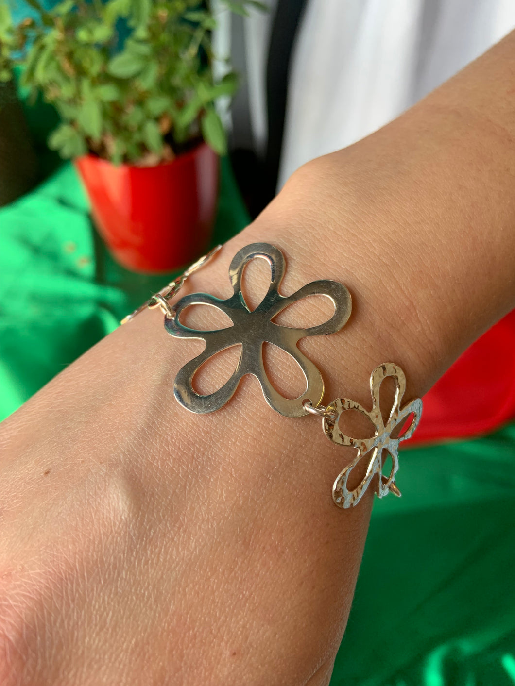 Sterling Silver Flower Bracelet