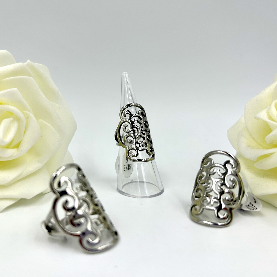 Stainless Steel Filigree Scroll Ring